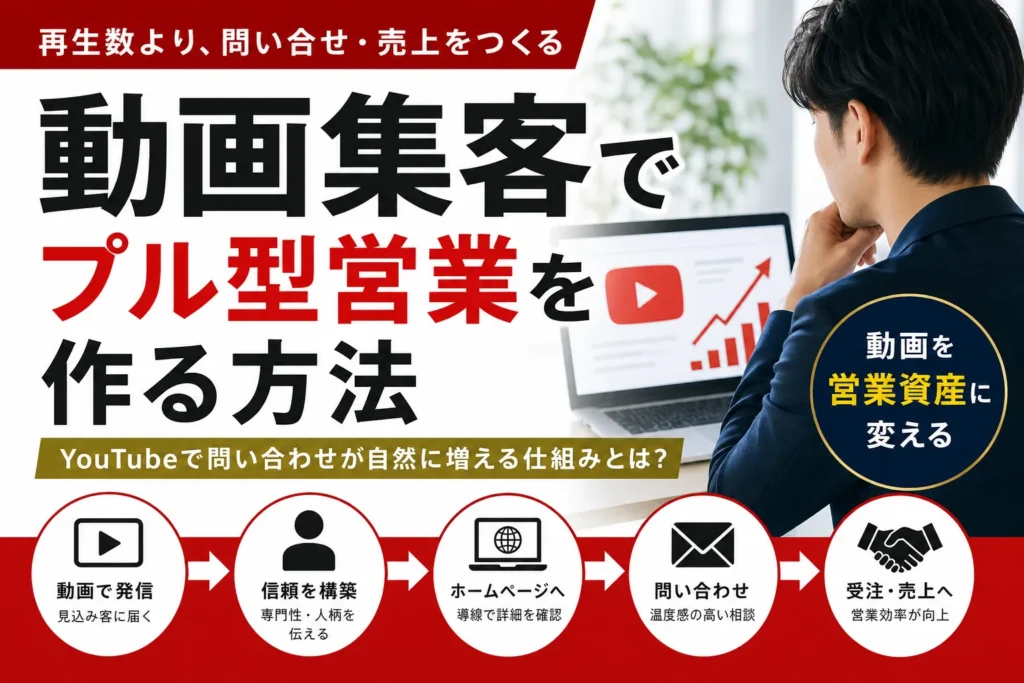 動画集客でプル型営業を作る方法。問い合わせにつながるYouTube活用を解説